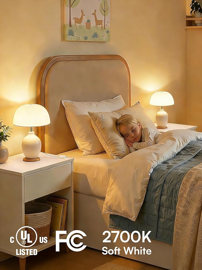 TJOY A19 Dimmable LED Light Bulbs, E26 Led Bulbs 60 Watt Equivalent, Warm Soft White 2700K, 800 Lumens Standard Base, Energy Saving Lightbulbs, Efficient 9W, 120V, 15,000 Hour Lifetime, 4 Pack