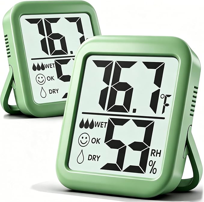Antonki 2 Pack Room Thermometer for Home, Hygrometer Indoor Humidity Meter Gauge, Digital Temperature and Humidity Monitor Sensor for House, Terrarium, Incubator, Greenhouse - Battery Included