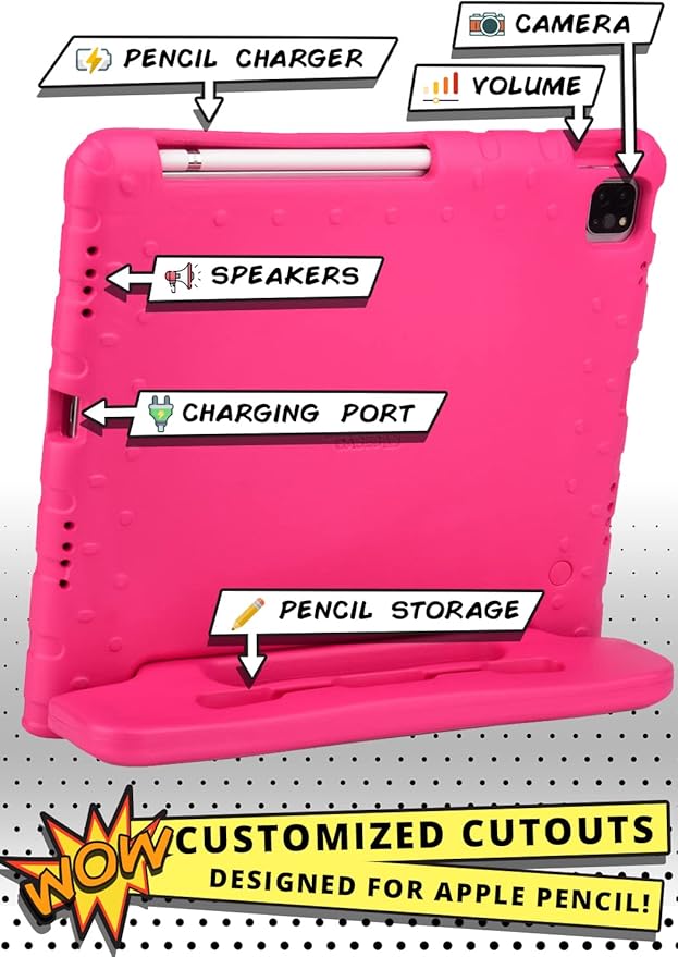 Official Cooper Dynamo for iPad Pro 11 inch Case for Kids 4th/3rd/2nd/1st Generation 2022/2021/2020/2018 | Rugged Foam, Magic Handle, Stand, with Pencil Holder, Eco-Mailer