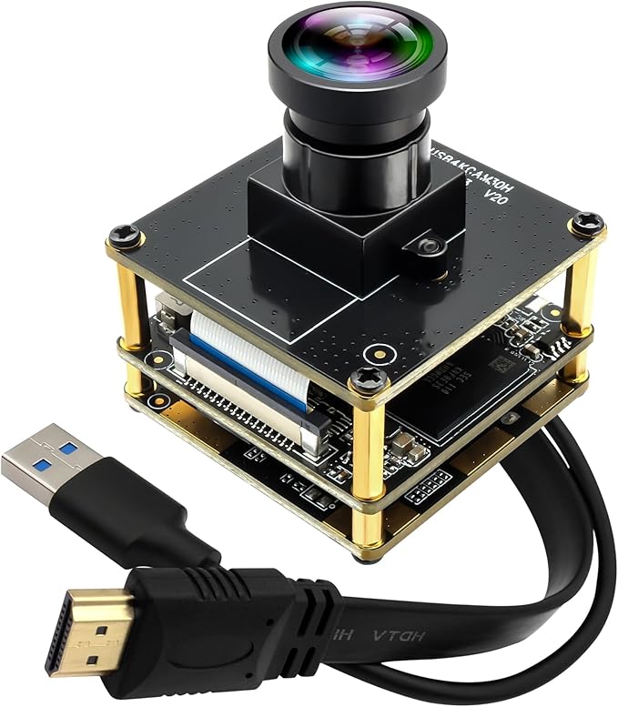 HDMI 60fps USB Camera 4K High Speed USB3.0 Camera for Worship Conference Monitor Type-C HDMI Simultaneous Output PC Camera for Computer with 120Degree No Distortion Lens 2X Digital Zoom Webcam