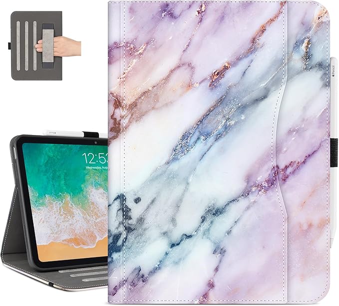 Vimorco for iPad A16 Case 11th Generation 2025 11-inch, for iPad 10th Generation Case 10.9-inch for Girls and Women with Pencil Holder, 3 Adjustable Stands, Auto Sleep/Wake,Card Pocket, Purple Marble