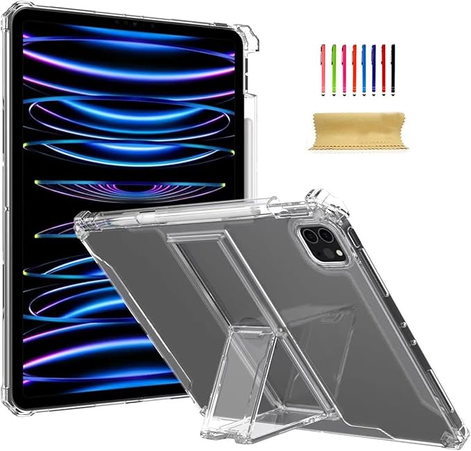 Dteck for Apple iPad Air (3rd Gen), Pro 10.5 Inch 2017 Release Slim Clear Case with Kickstand/Pencil Holder, Shockproof Reinforced Corners, Lightweight Protective Thin Tablet Back Cover, Transparent