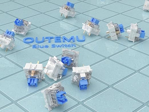 Outemu 10PCS Blue Clicky Mechanical Keyboard Switches,3-Pin Hot-Swappable Pre-Lubricated Switches,Crisp Click Sound for Gaming Keyboards & 3D Print Accessories