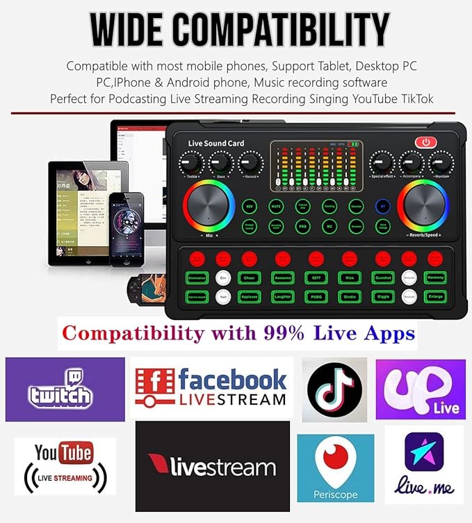 Podcast Equipment Bundle, 48V Condenser Microphone Bundle with M300 Voice Changer, Podcast Microphone Recording Studio Package for Podcasting Live Streaming Singing PC Mobile TikTok YouTube