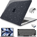 Teryeefi for M5 MacBook Air 13.6 inch Case with M2 M3 M4 2022 2023 2024 2025 2026 Release Model A2681/A3113/A3240/A3449, Glitter Protective Hard Shell & Keyboard Cover & USB 3 Adapter,Sparkly Black