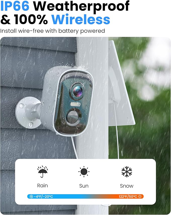 MISECU 2K Solar Camera Outdoor Wireless, WiFi Cameras for Home Security with Solar Panel, Spotlight Color Night Vision, AI Motion Detection, Siren Alarm, 2-Way Talk, IP66, Cloud/SD Storage 2 Pack