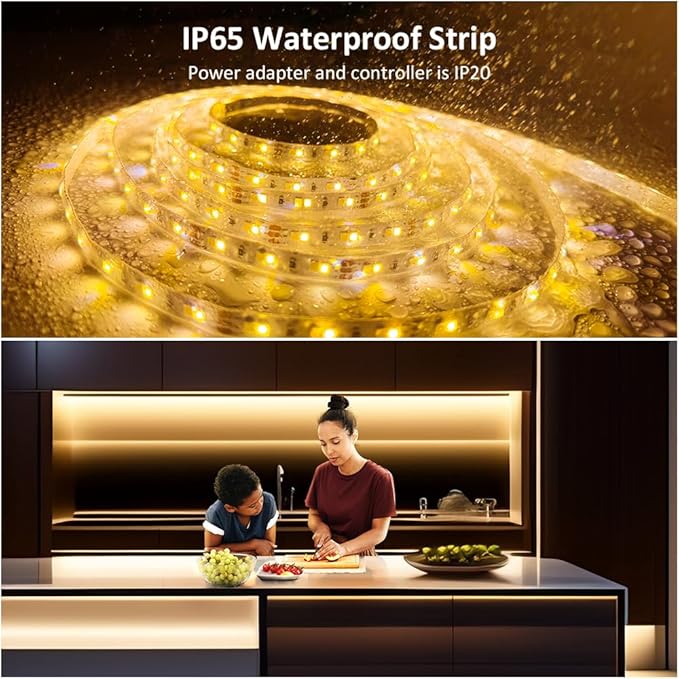 NOVOSTELLA 40ft Waterproof Tunable White LED Strip Lights, Dimmable Flexible Rope Light 3000K-6500K 12V Tape Light with Remote, Ribbon for Outdoor and Indoor Bedroom Home Mirror Kitchen Cabinet
