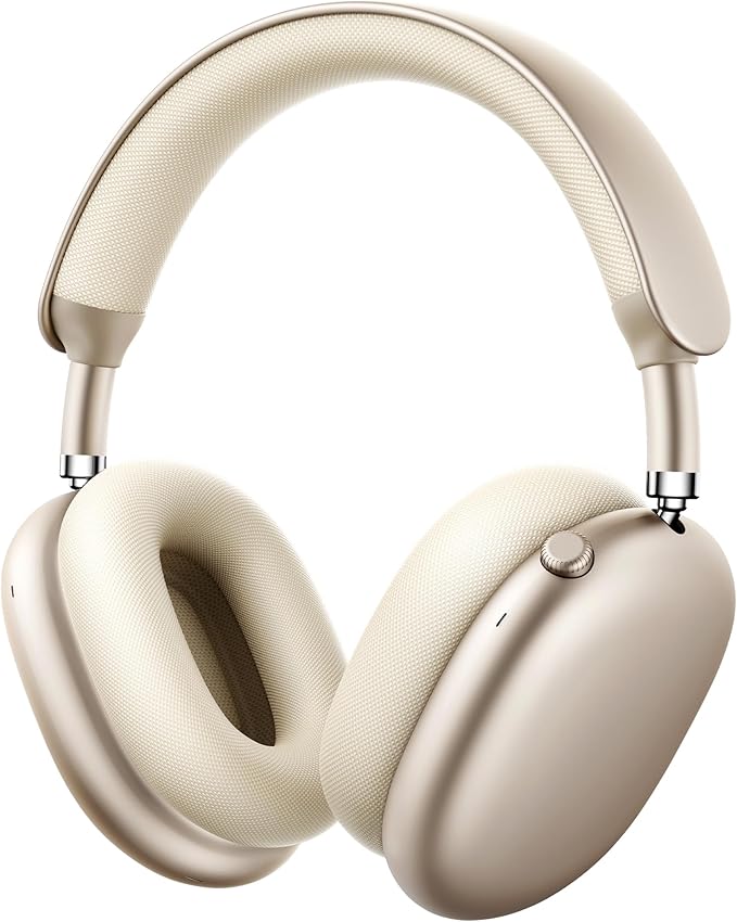 Picun F8 Pro Hybrid Active Noise Cancelling Headphones with Multiple Modes, Wireless Over-Ear Bluetooth Headphones, 140H Playtime, Customizable Sound, Head Tracking,Travel, Office (Khaki White)