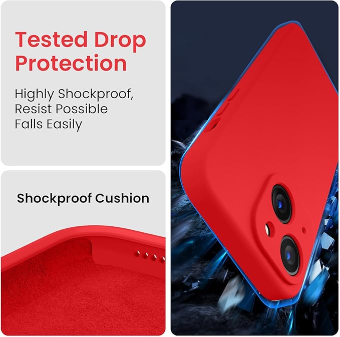 FireNova Designed for iPhone 14 Case, Silicone Upgraded [Camera Protection] Phone Case, Soft Anti-Scratch Microfiber Lining Inside, 6.1 inch, Red