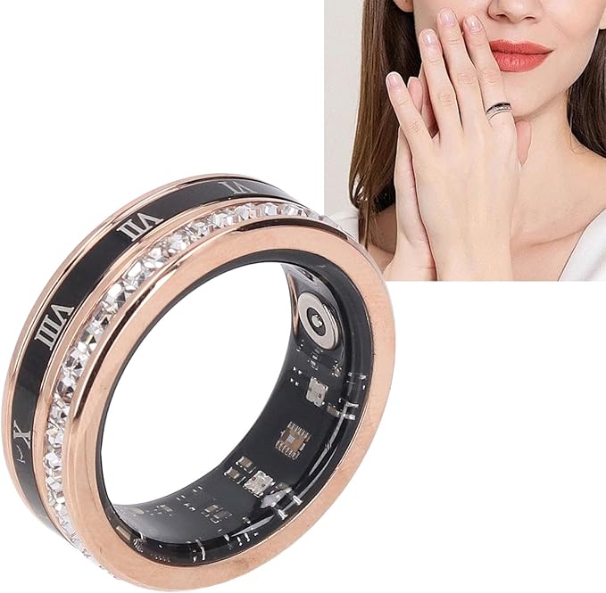 Smart Ring Health Tracker, Heart Rate Monitor Sleep Ring, Fitness Tracker for Monitoring Pressure, Oxygen, Step, Calories, Vintage Smart Rings for Men Women (9)