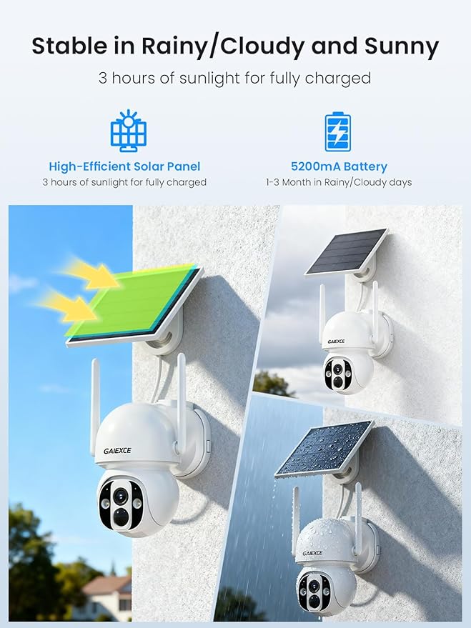 Solar Outdoor Cameras for Home Security, 8 Cam Kit, No Subscription, Wireless Security Camera System, Expandable to 10CH, 360° View PT Cameras, 2K Color Night Vision, 2.4G & 5GHz WiFi, 1TB HDD