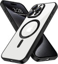 Hython Magnetic Clear for iPhone 15 Pro Max Case with Camera Lens Protector [Compatible with MagSafe] Plating Edge Slim Soft TPU Cover Protective Phone Case for iPhone 15 Pro Max 6.7", Matte Black