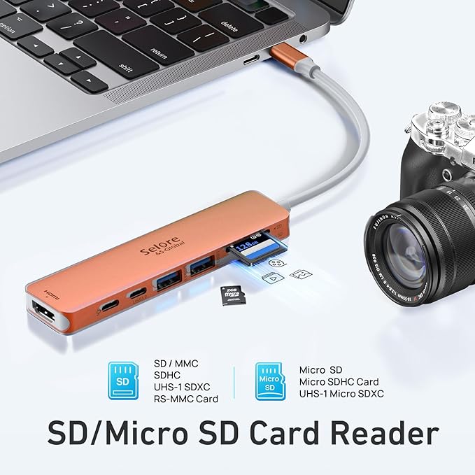 USB C Hub HDMI Adapter for MacBook Pro/Air, 7 in 1 USBC Dongle with HDMI, microSD/SD Card Reader, USB C Data Port,100W PD, and 2 USB 3.0 Compatible for MacBook Pro/Air, Dell XPS, Lenovo Thinkpad.