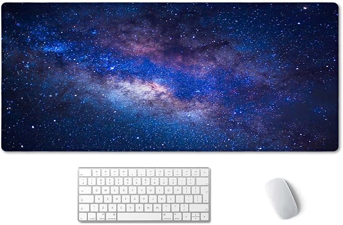 SSOIU Large Mouse Pad, Cute Space Desk Mat for Desktop, Women Girls Waterproof Gaming Mousepad, Milky Way Galaxy Computer PC Laptop Protector Writing Pads for School Office Home 35.5" x 15.7"