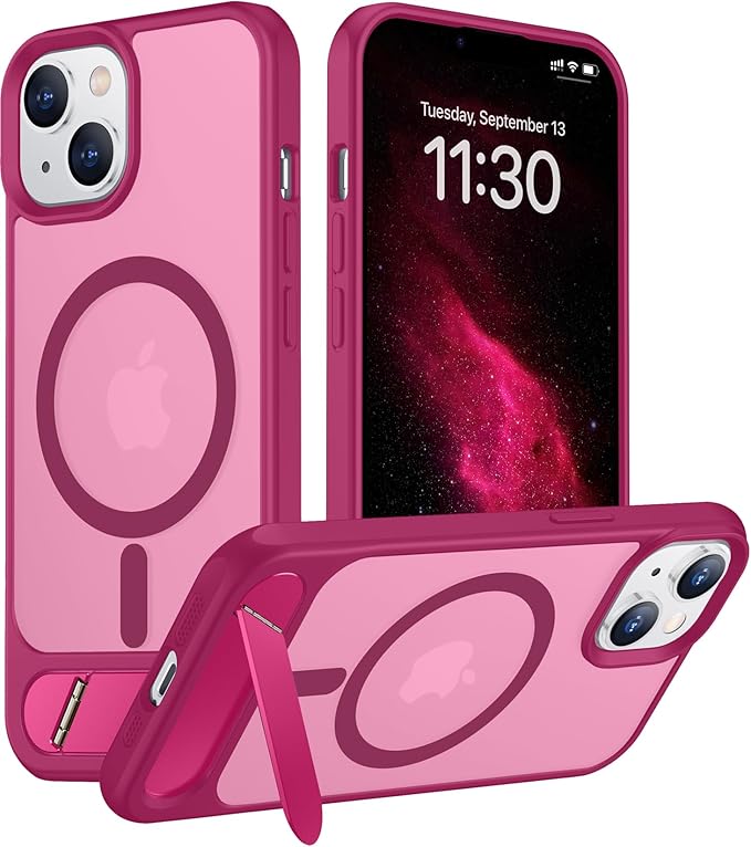 Magnetic Compatible with iPhone 14 Case/iPhone 13 Case,[Built-in Invisible Kickstand][Compatible with MagSafe][Military Grade Shockproof] Slim Translucent Matte Phone Case for iPhone 14/13 6.1"