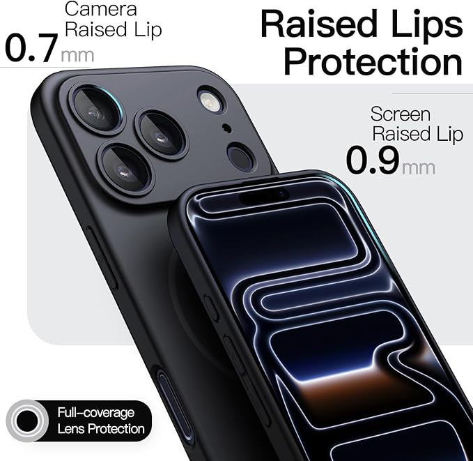 JETech Magnetic Slim Case for iPhone 17 Pro 6.3-Inch, Compatible with MagSafe, Ultra-Thin Lightweight Minimalist Phone Cover with Matte Finish and Full Camera Lens Protection (Black)