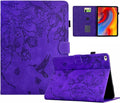 for iPad 9.7 Inch Case iPad 6th/5th Generation Case 2018 2017, Embossed Suede Leather Folio Stand Cover for iPad 9.7 inch/Pro 9.7/Air 2/Air 1, Auto Sleep/Wake, Purple Bird Flower Embossing