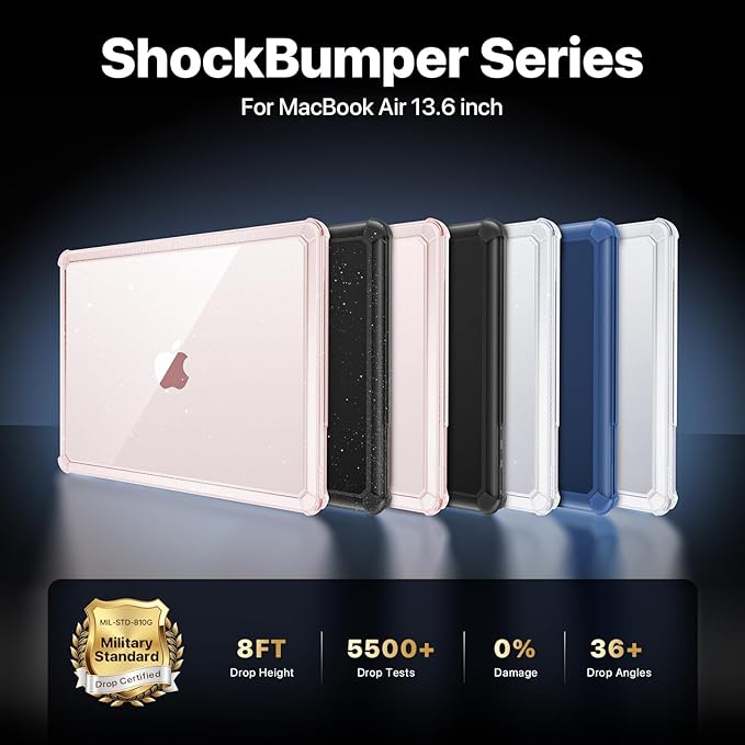 Soonjet for MacBook Air 13 inch Case | M5 M4 M3 M2 2026-2022 13.6'' | Profi ShockBumper | Military Drop Protection | Clear Hard Shell Cover | Crystal Clear