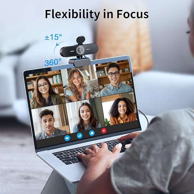 EMEET NOVA 4K Webcam for PC - Ultra 4K HD, PDAF Autofocus, Dual Omnidirectional Mics, 73° FOV, Auto Light Correction, USB-A, Privacy Cover, Ideal for High-End Business Meetings&Live Streaming