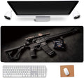 31.5x11.8 Inch Non-Slip Long Extended Large Gaming Mouse Pad with Stitched Edges XL Laptops Keyboard Mouse Mat (Black Gun)