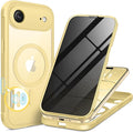 BERFY for iPhone Air Case, Compatible with MagSafe, Built-in Privacy Screen Protector, Camera Protection, Shockproof Full Body Phone Case 6.5", Clear Yellow