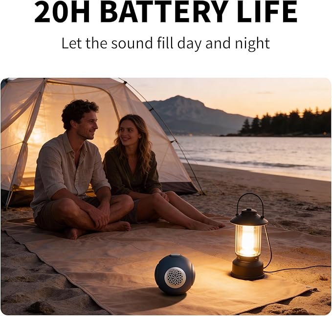 UB+ dBMiNi Waterproof Portable Bluetooth Speaker, 40W Peak Dual Subwoofers Deep Bass Wireless Speaker for Outdoor/Garage/Home/Office, IPX5 Rugged Travel Speaker (Graphite Grey)