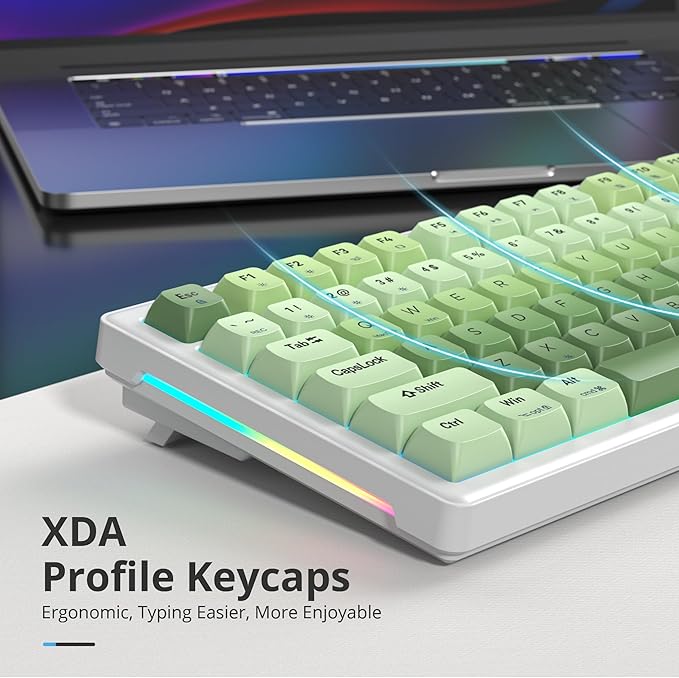 75% Creamy Mechanical Keyboard Green, Hot Swap RGB Gaming Key Board with Knob, Gasket Mount Wired TKL Keyboard 75 Percent, Pre-lubed White Switch Creamy Sounding Keyboards (82 Matcha)