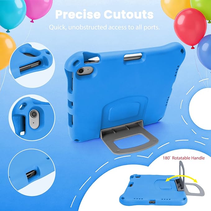 Kids Case for New iPad 11th Gen (A16) 11-inch 2025 & 10th Generation 10.9" 2022 & Air 11" 2025/2024 & Air 5th/4th Gen & Pro 11,Durable Shockproof Cover with Pencil Holder Handle Stand.Blue