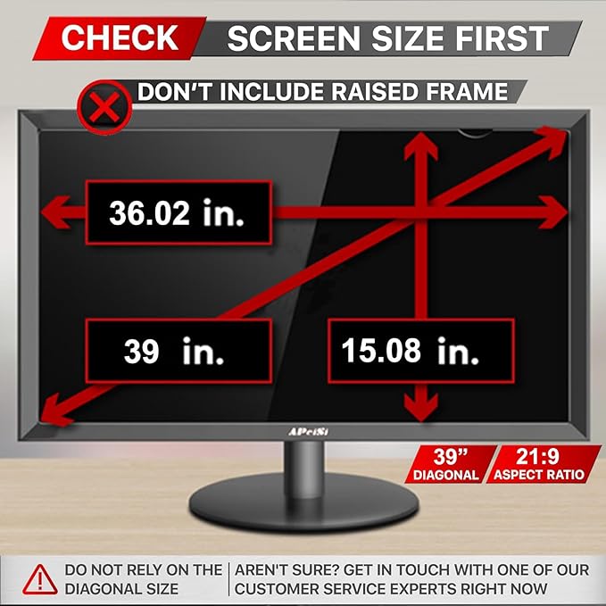 39 Inch Privacy Screen Filter for 21:9 Curved Ultrawide Monitor | Privacy Shield | Anti Glare | Anti-Blue Light | Eye Protection | Anti Spy | Computer Security Private Filter Protector