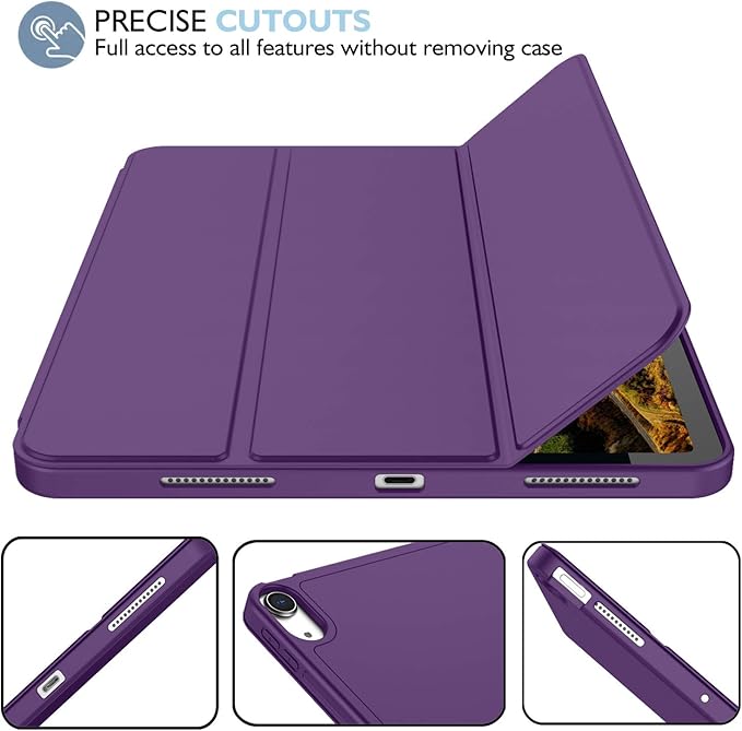iMieet iPad Air 11 Inch Case M4/M3/M2(2026/2025/2024), iPad Air 5th/4th Generation Case 2022/2020 10.9 Inch with Pencil Holder,Trifold Stand Smart Case with Soft TPU Back(Dark Purple)