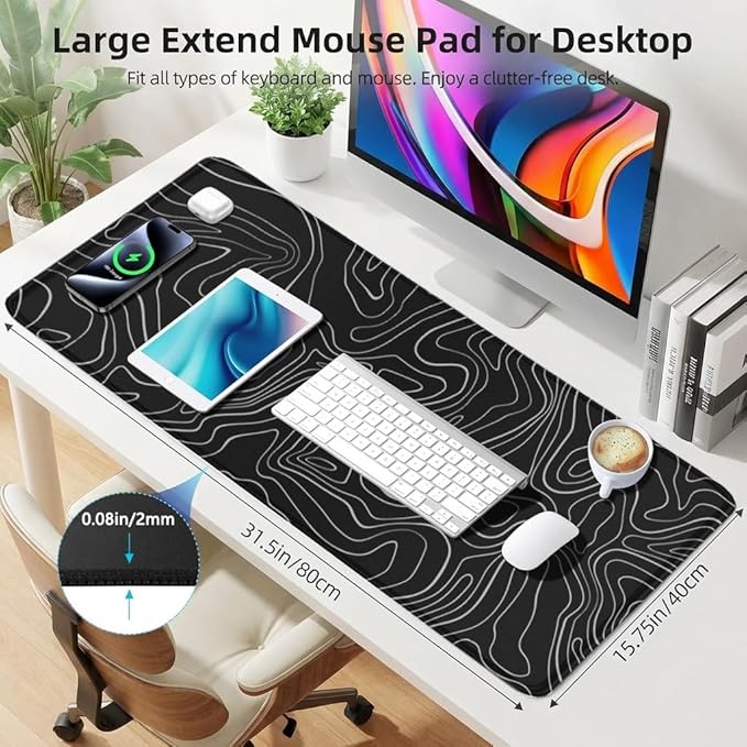 Large Mouse Pad for Desk - Gaming Mouse Pad with Stitched Edges, Anti-Slip Base, Desk Pad for Keyboard and Mouse