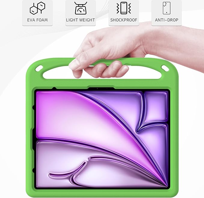 ATOOZ Kids Case for iPad air 13 inch 2024 2025 2026 (M2 M3 M4) / iPad Pro 13 inch (M4 M5), Cover with Shockproof Handle Stand for iPad Pro 13 7th /8th Gen 13" Tablet (Green)