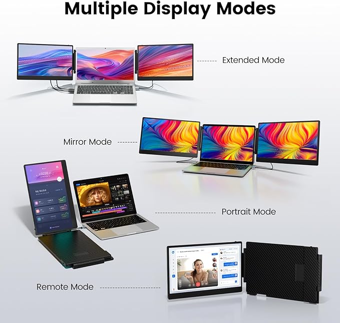 KEFEYA Laptop Screen Extender - 14.1" Portable Monitor for Laptop with Sturdy Metal Kickstand, 1080P HD IPS Laptop Monitor Extender Plug and Play for Windows/Mac/Chrome, Fits 13-17 Inch Laptops