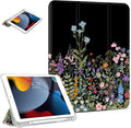 for iPad Air 2/1 Case, for iPad 5Th/6Th Generation Case 2017/2018, Slim Cover for iPad Cases 5th/6Th Generation 9.7-inch, Pencil Holder, 2 Viewing Angles, Typing Stand, Black Flower Art