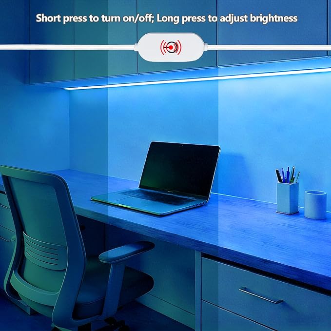 ZSLAIFU 5V USB LED Light Strip, COB LED Strip Lights, Ice Blue 5V LED Lights, Small LED Strip Light, TV Lights for TV Under Cabinet Kitchen Living Room Shelving or Displays (Ice Blue, 3.28ft)