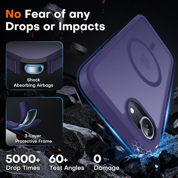 TOCOL for iPhone 17e Case, Compatible with Magsafe, Military Drop Protection, Slim Translucent Matte Shockproof for iPhone 17 e Case 6.1 inch (Midnight Purple)