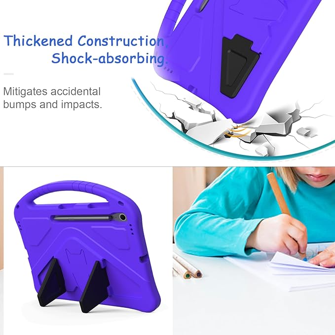 Kids Case for Samsung Galaxy Tab S10 FE+ (Plus) 13.1" 2025, Techcircle Light Weight Shock Proof EVA Foam Handle Rugged Stand Protective Cover, Purple
