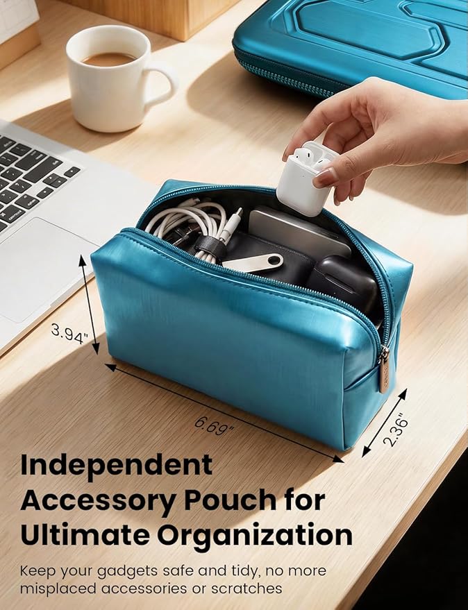 DOMISO Laptop Hard Case 15-16 inch Waterproof Shockproof Hard Shell Laptop Sleeve with Handle & Storage Pocket, Compatible with MacBook, HP, Dell, Teal
