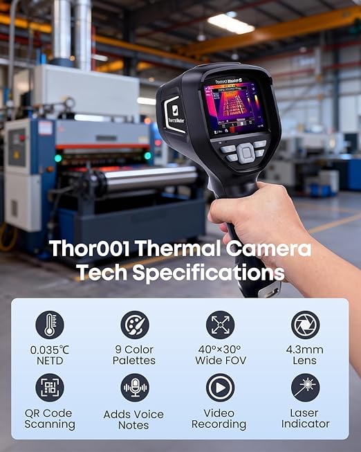 Thermal Master Handheld Thermal Camera, 512×384 X³ IR Resolution, 5-Vision, -4℉ to 1022℉, 3.5" IPS Hard Screen, Thermal Imager with Macro Lens (Thor001)