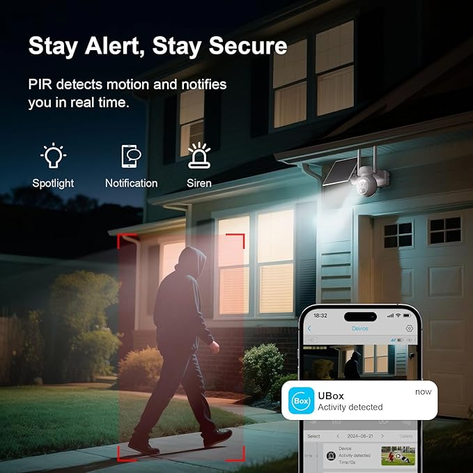 4G LTE Security Camera No Internet Needed, 360° PTZ Outdoor Camera, Solar Camera Outdoor Wireless, PIR Motion Detection, 2K HD, 2-Way Talk, Wall/Ceiling Mount, Free Cloud Storage (Need Apply)