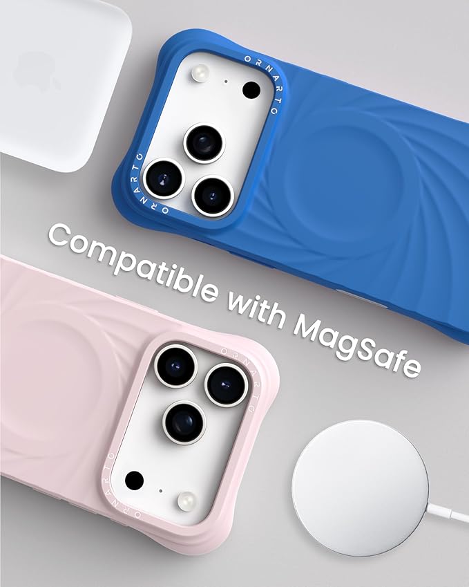 ORNARTO Vortuxe for iPhone 17 Pro Max Case 6.9" | 2X MIL-STD Protection | Camera Button Control | Compatible with MagSafe | Sleek Aesthetic Liquid Silicone Phone Cover | Azure