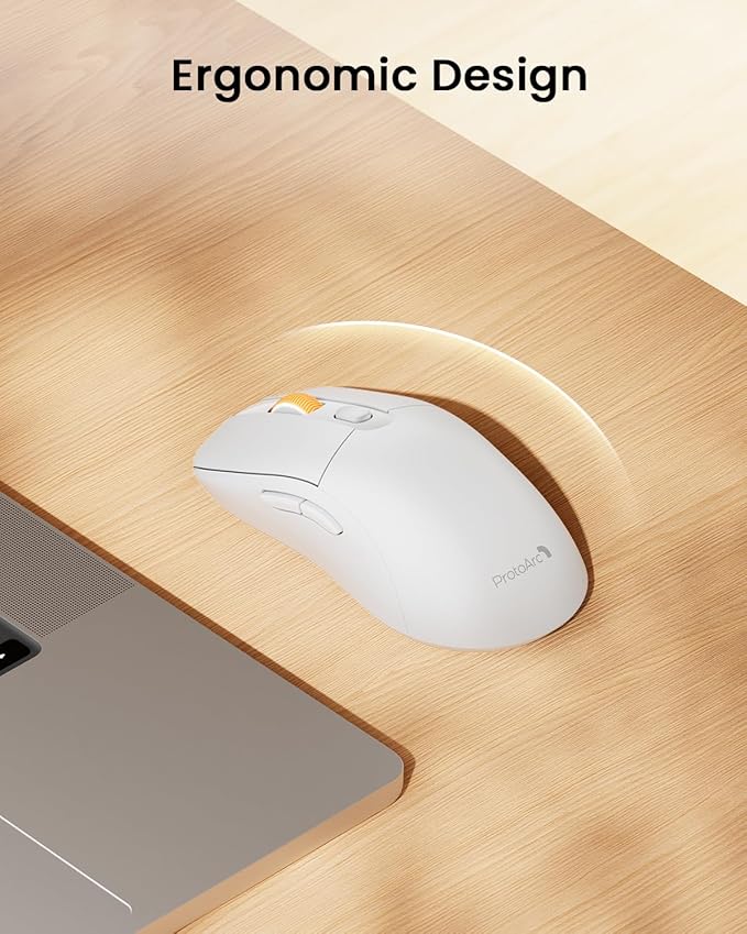 ProtoArc Bluetooth Wireless Mouse, USB C Mouse, EM15 Rechargeable Compact Portable Type C Wireless Mice for Laptop, Tablet, PC, Windows, Mac OS-White