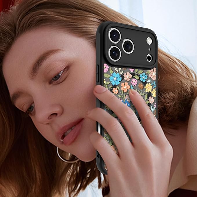 KANGHAR Case Compatible with iPhone 17 Pro Max Flower Pattern [Compatible with Magsafe] Cute Colorful Blooming Florals Protective Magnetic Case for Girls Women 6.9"
