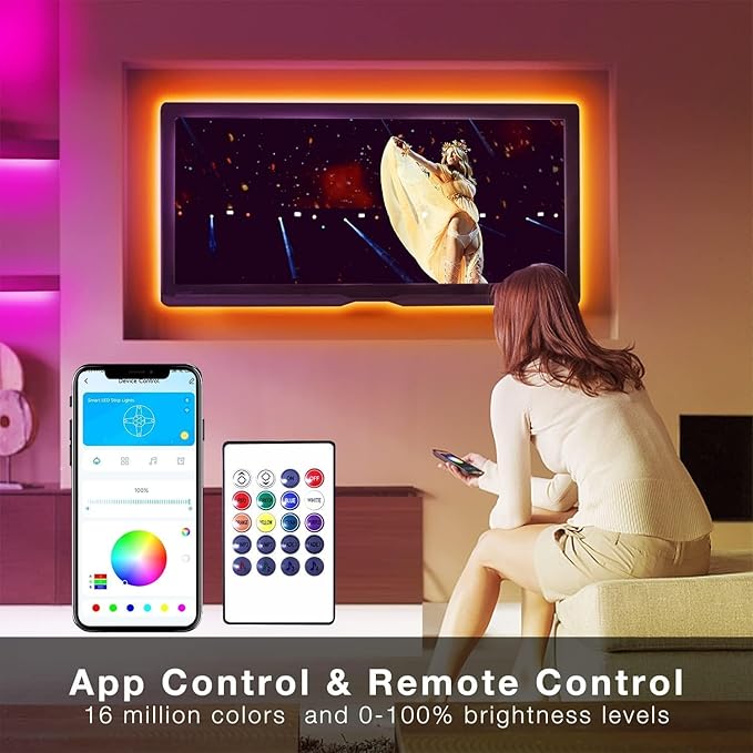 DAYBETTER Smart WiFi Led Lights, 50 FT RGB Led Strip Lights Compatible with Alexa and Google Assistant, App Voice Remote Control Music Sync Color ChangingLED Strip Lighting for Bedroom Room Decor