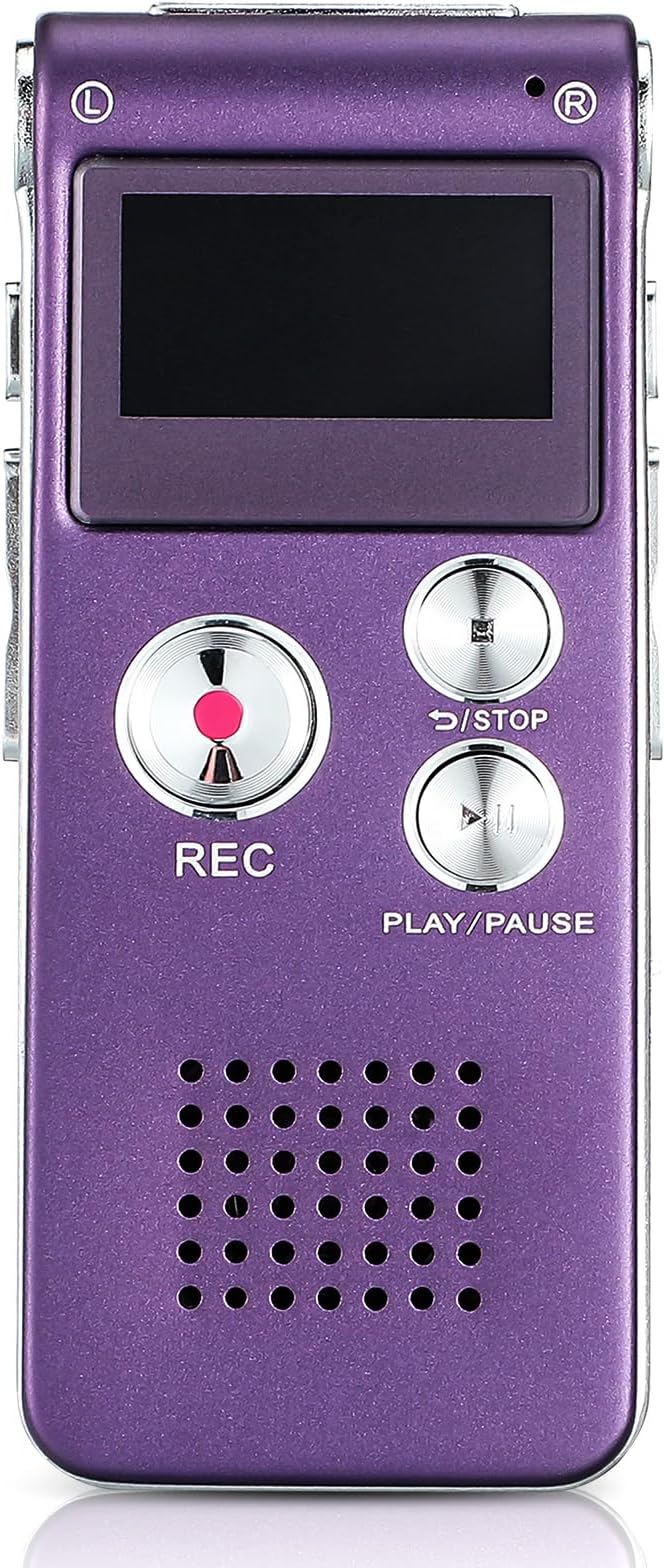 Tellegloww Ghost Hunting Equipment Paranormal Equipment for Ghost Hunting Digital EVP Voice Activated Recorder Rechargeable Recorder Device with Microphone, 8GB(Purple)