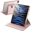 JETech Rotating Case for iPad Pro 12.9-Inch (2022/2021/2020/2018) with Pencil Holder, 360 Degree Rotation Protective Stand Cover Clear Back, Auto Wake/Sleep (Rose Gold)