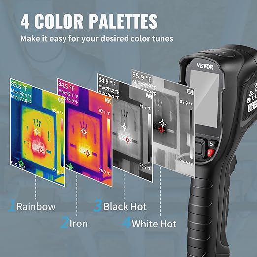 VEVOR Thermal Imaging Camera, 240x180 IR Resolution (43200 Pixels), 20Hz Refresh Rate Infrared Camera with -4℉~662℉ Temperature Range, 16G Built-in SD Card, and Rechargeable Li-ion Battery