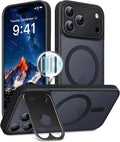 GolbinBox for iPhone 17 Pro Case with Stand,Compatible with MagSafe,[Camera Control][Military Drop Protection] Shockproof Slim Translucent Matte Phone Cover for iPhone 17 Pro 6.3",Black/Clear