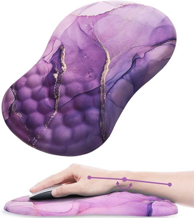 Mouse Pad Wrist Support, Laokiiy Ergonomic Mouse Pad with Wrist Rest, Comfortable Computer Mouse Pad for Laptop, Pain Relief Mousepad with Non-Slip PU Base Purple