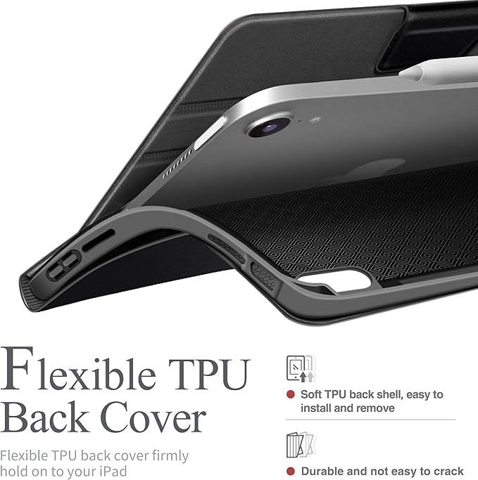 auaua Case for iPad mini 7 (A17 Pro), iPad mini 7th/6th Generation (2024/2021 8.3-inch), with Front Pocket Pencil Holder, Typing Angle Muti-Stand Magnetic Closure Auto Sleep/Wake (Black)